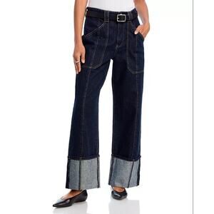 BlankNYC Women Deep Down Dark Wash Denim Wide Leg Utility Jeans Size 25